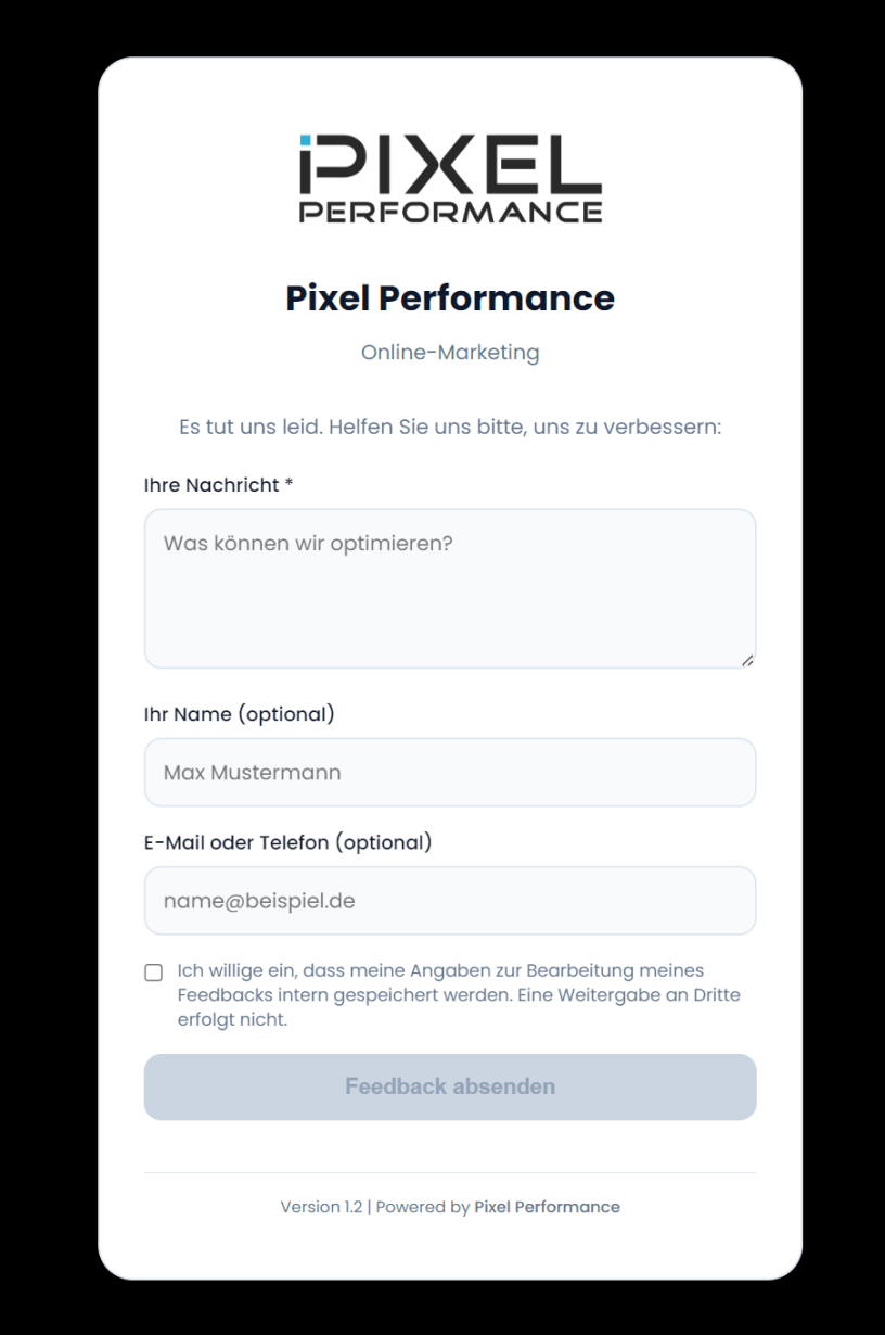 Widget Seite 2 - Bewertungs-Tool | Pixel Performance